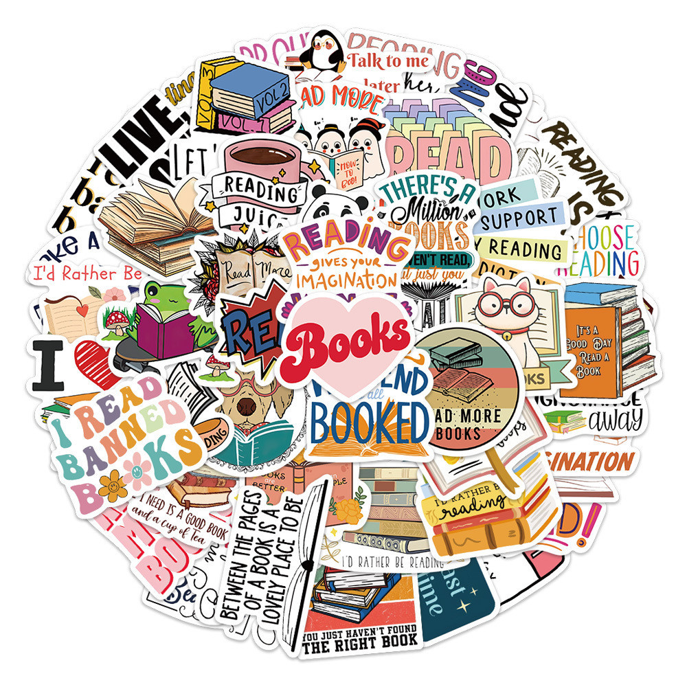 50 ชิ้นอ่านหนังสือสติกเกอร์กันน้ํา Graffiti สําหรับหมวกกันน็อคจักรยานบัญชีมือกล่องดินสอ Decals LanLanStickersWorld