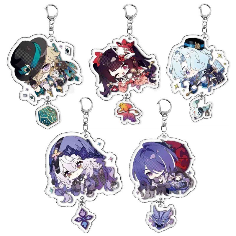 เกม Honkai: Star Rail อะนิเมะพวงกุญแจสองด้านรูปการ์ตูนพวงกุญแจสําหรับผู้หญิงผู้ชายกระเป๋าเป้สะพายหลังกุญแจรถจี้เครื่องประดับของขวัญ