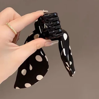 2024 Polka Dot Bow หางม้าคว้าคลิป Retro Coiled ผมคว้าหญิง