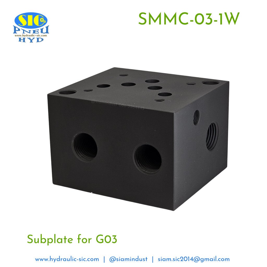 SMMC-03-1W : G03 Subplate 1st. ซับเพลทวางวาล์วไฮดรอลิค เหล็ก รมดำ สำหรับวางวาล์วไซน์ G03