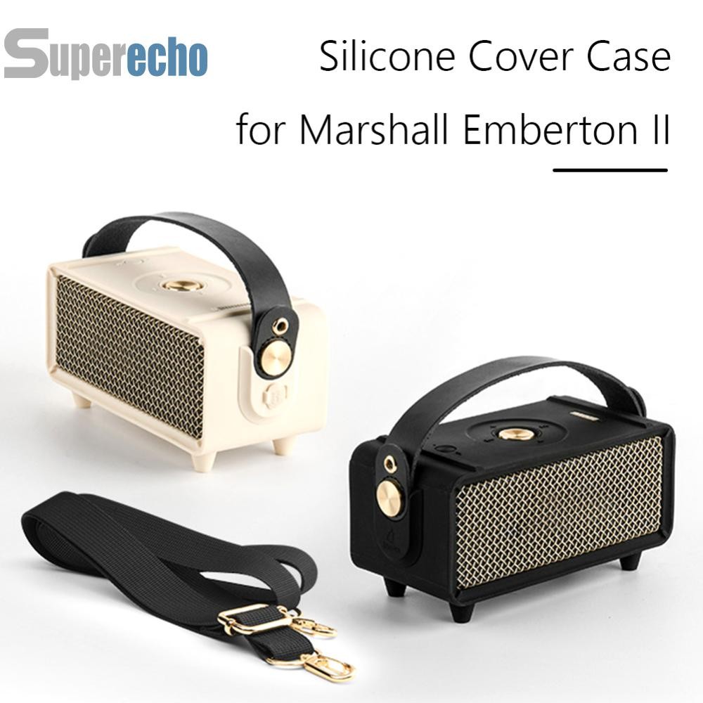 เคสซิลิโคนป้องกันรอยขีดข่วนป้องกันกระเป๋าถือป้องกันมินิลําโพงสําหรับลําโพง Marshall Emberton II [superecho.th]