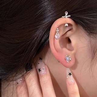We Flower 1ชิ้นเกาหลีส925เงินโอปอลเมจิกไม้กายสิทธิ์หัวใจสกรูต่างหูสําหรับผู้หญิงสาวแฟชั่นหูกระดุมเครื่องประดับ