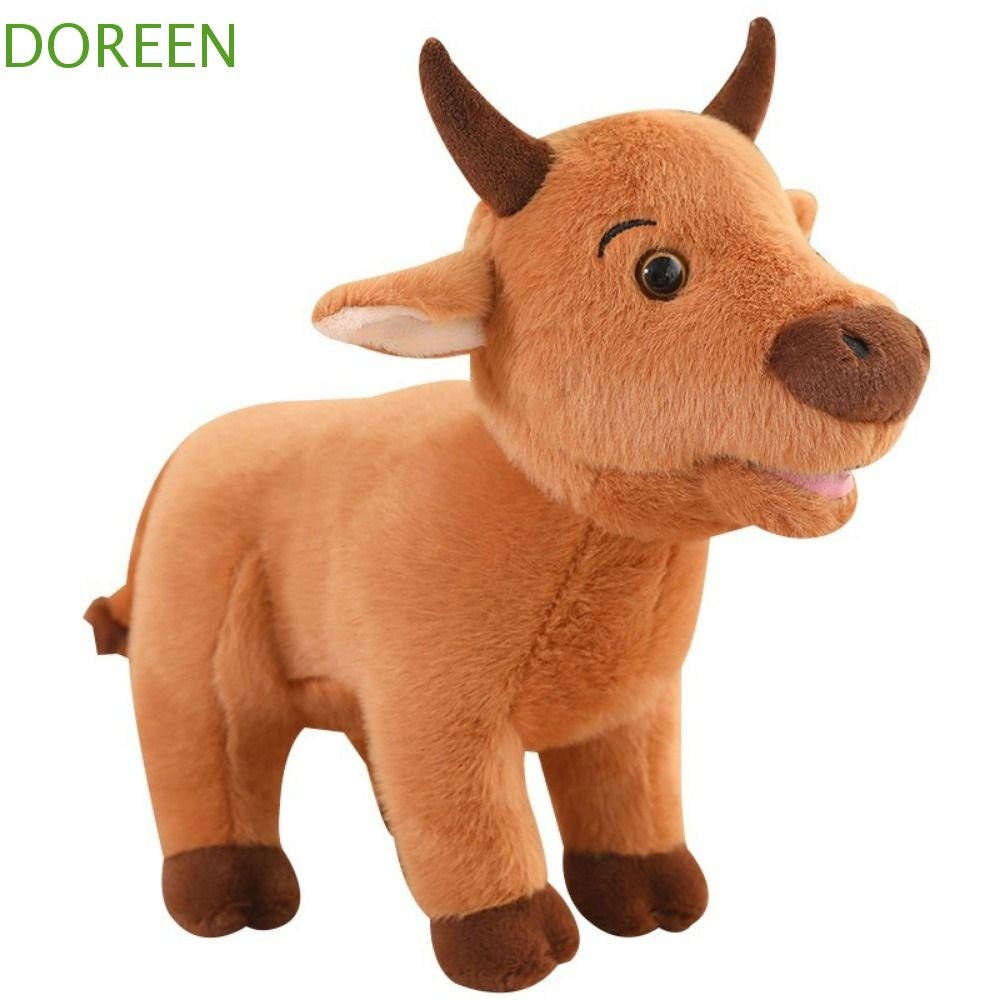 Doreen Scalper Bull ของเล่นตุ๊กตา, Fluffy ReaListic วัวสัตว์ตุ๊กตาตุ๊กตา, น่ารักจําลองตุ๊กตา Bull Soft Ox วัวตุ๊กตาตุ๊กตาของขวัญวันเกิด