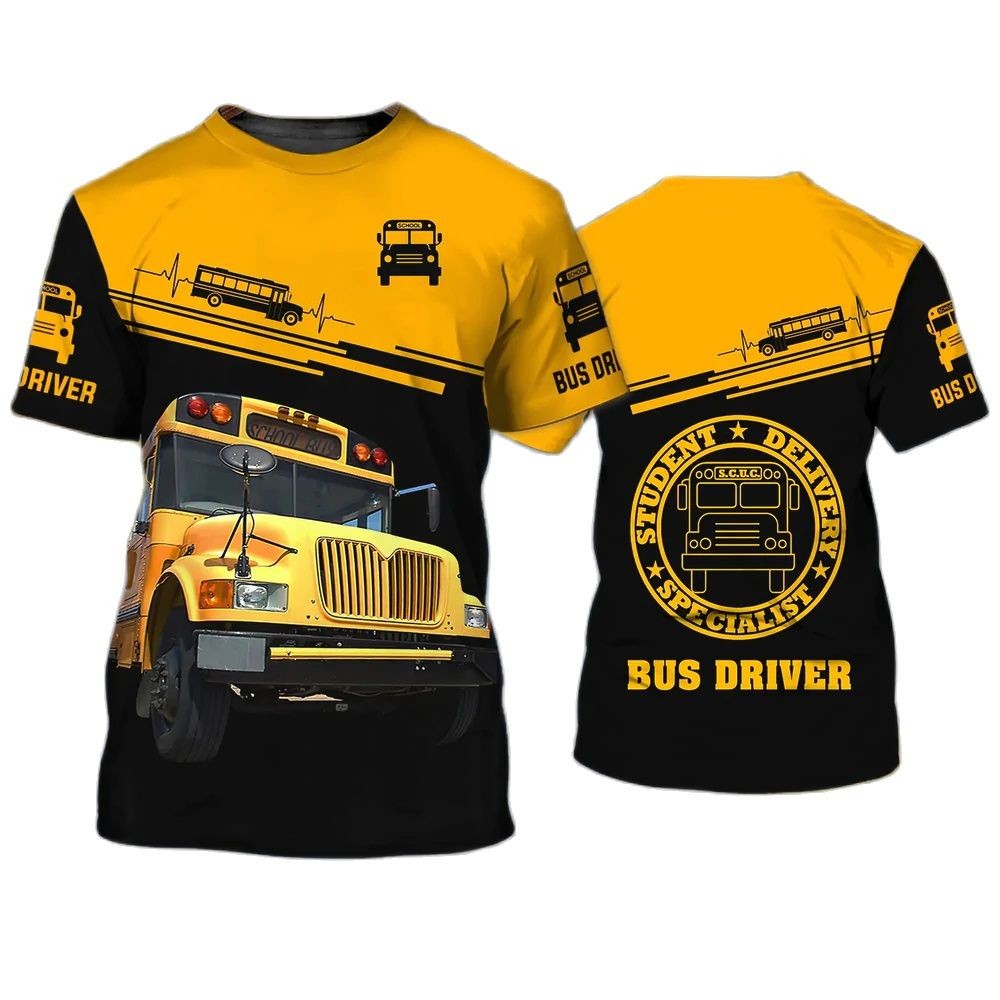 School Bus Driver เสื้อใหม่ผู้ชายเสื้อยืด 3D พิมพ์ชุดลําลองฤดูร้อน O คอแขนสั้นเสื้อ Unisex Harajuku 