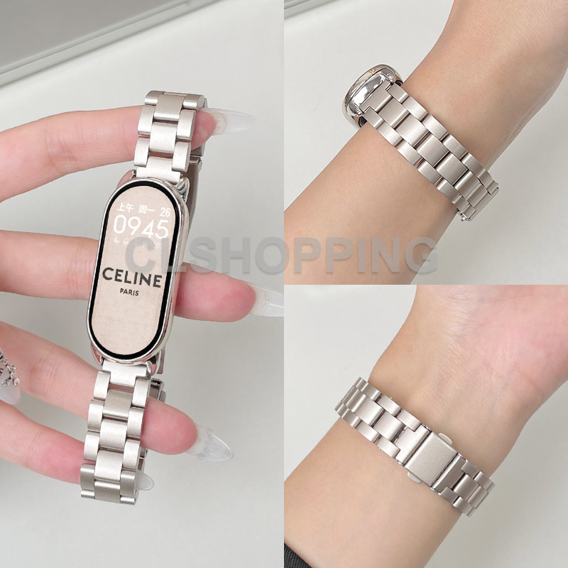 Starlight สี Slim สายโลหะสําหรับ xiaomi smart band 9 8/nfc สร้อยข้อมือสแตนเลสสําหรับ mi band 9pro 8pro ผู้หญิง smart watch