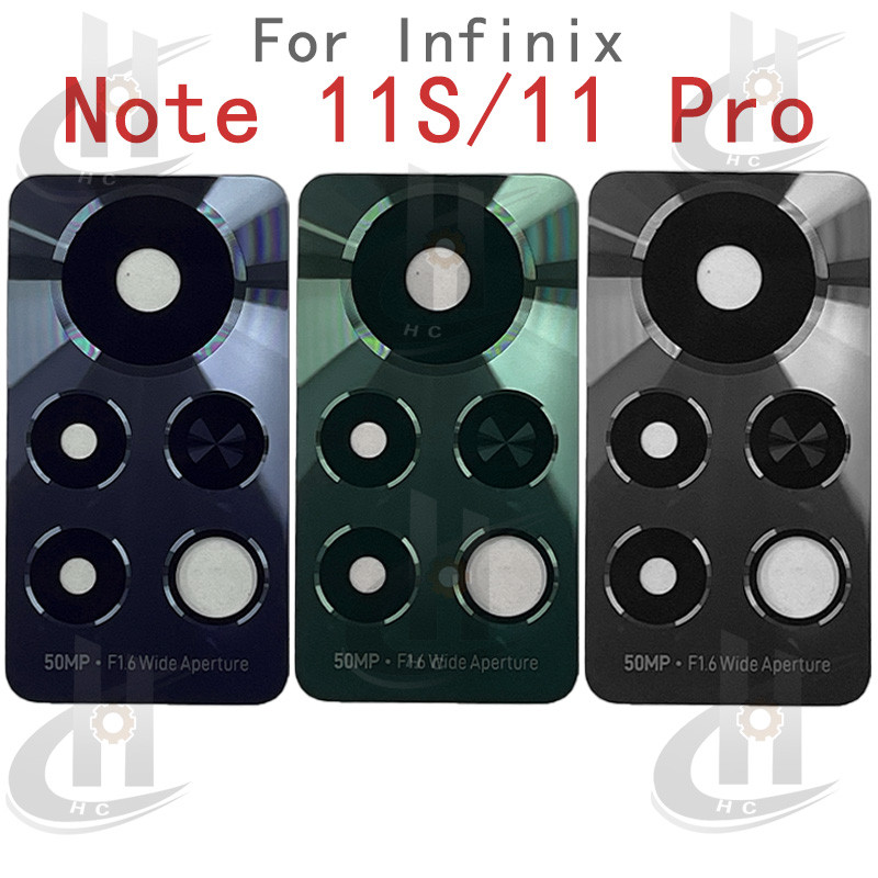 เปลี่ยนกรอบเลนส์กระจกกล้องหลังใหม่สําหรับ Infinix note 11s X698 / 11 Pro พร้อมกาว