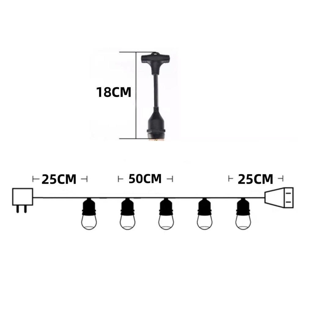 สายไฟระย้า ขั้วE27 ขั้วยางกันน้ำ 5/10/15เมตร(ราคาไม่รวมหลอดไฟ) ขั้วหลอดไฟ สายแพระย้า ต่อกันได้ สายไฟพร้อมขั้ว ไฟตกแต่ง - รูปที่ 7