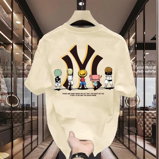 Basi💥เสื้อสีครีม สื้อยืดผู้ชาย เสื้อยืด oversize เสื้อสตรีท เกรดพรีเมียม เสื้อคอตตอน 100% ใส่สบาย ลาย "LUFFY IYI"