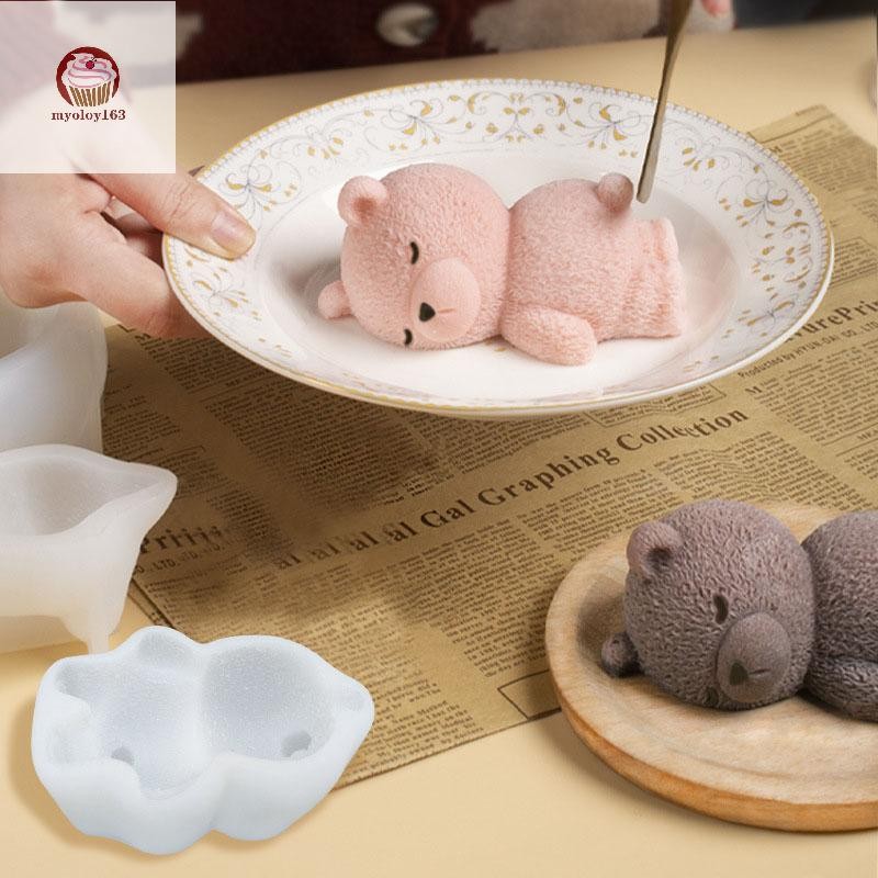 Myoloy 1PCS Sleeping Bear Designซิลิโคนแม่พิมพ์เค้กมูสMouldเกรดอาหารขนมเบเกอรี่เครื่องมืออุปกรณ์ครัวKichenเบเกอรี่DIY TH