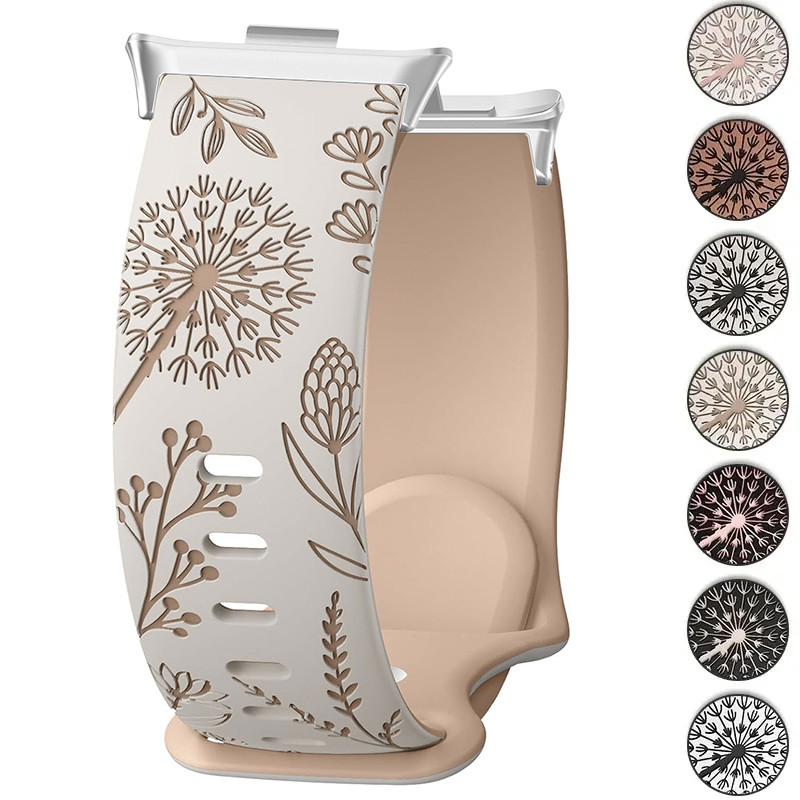 แกะสลักซิลิโคนผู้หญิงสําหรับ Redmi นาฬิกา 5/4 แฟชั่น dandelion Soft Sport Band สร้อยข้อมือสําหรับ Miband 9 Pro/8 Pro อุปกรณ์เสริม