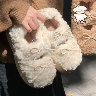 Xitiao Peas รองเท้าสุภาพสตรีฤดูใบไม้ร่วงฤดูหนาวน่ารักขนแกะด้…