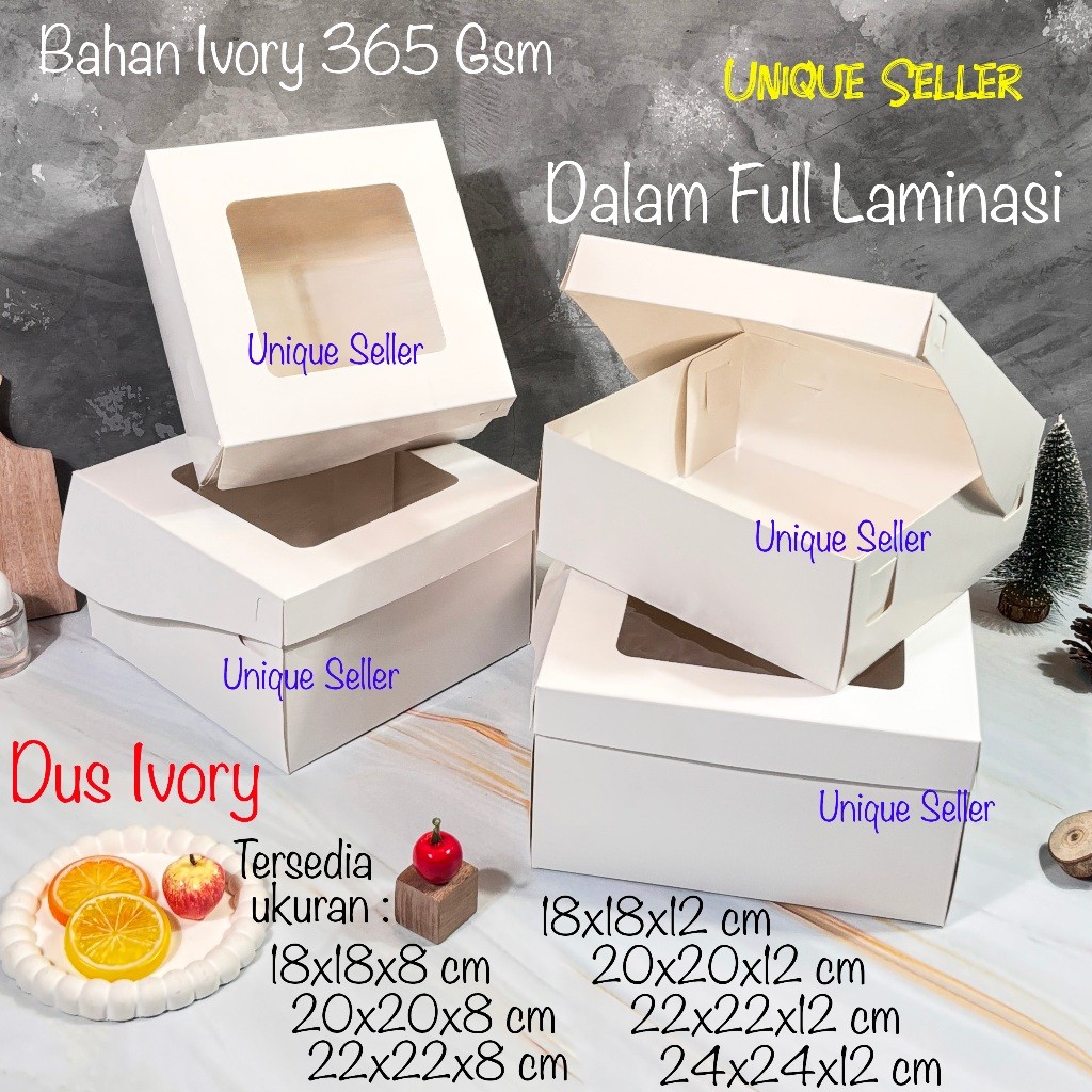 [บรรจุ 50] กล่องงาช้างสีขาว 18x18x8 20x20x8 22x22x8 18x18x12 20x20x12 22x22x12 24x24x12 เคลือบด้านเต
