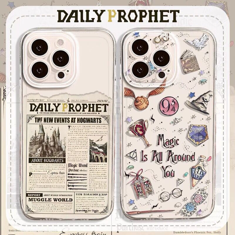 เคสโทรศัพท์สําหรับ iPhone 11 12 13 14 15 16 Pro Max 16 15 14 Plus 12 13 Mini 16e กรณีแฟชั่นการ์ตูนแนวโน้มยี่ห้อ Harry Potter Clear TPU Soft ป้องกันโปร่งใส