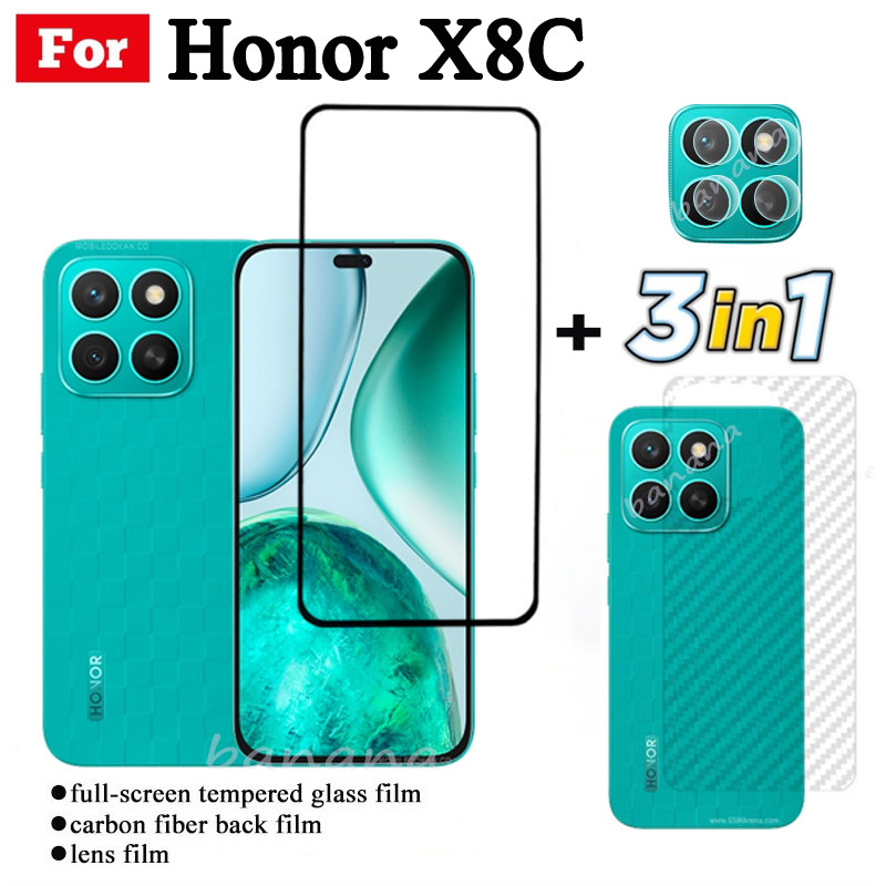 3 IN 1 Honor X8C ฟิล์มกระจกนิรภัยสําหรับ Honor X8B X7C X7B X6B X5B ฝาครอบป้องกันหน้าจอกระจก + ฟิล์มเ