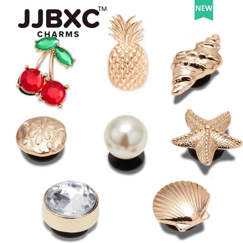 JJBXC ตัวติดรองเท้า charm ชุดหัวเข็มขัดมุกใหญ่ ดาวทะเลทอง และหอยทอง ตกแต่งรองเท้าแฟชั่น อุปกรณ์ตกแต่งรองเท้า