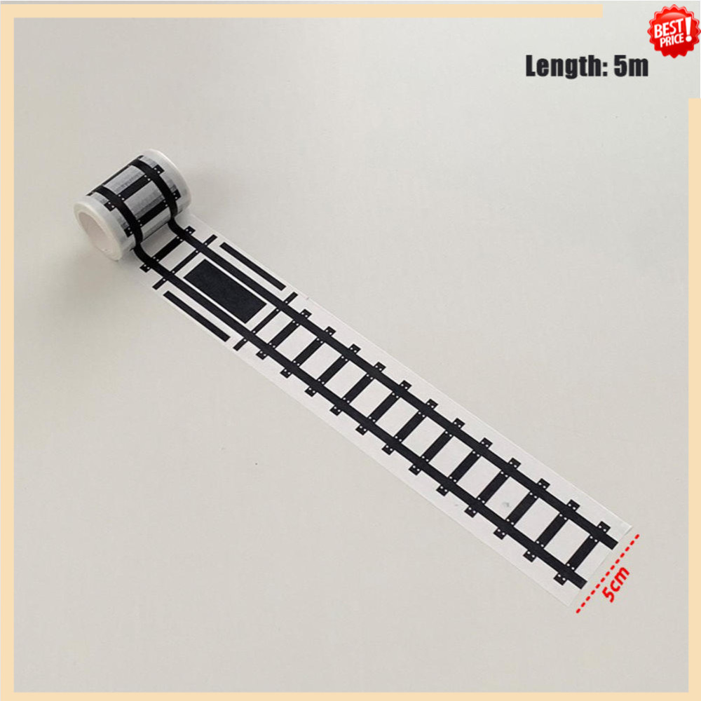 1ชิ้น/5ชิ้น5เมตรที่มีคุณภาพสูงรถไฟโค้งออกแบบกระดาษเทปทําเองถนนการจราจรเทปกาวสมุดฉลากสติกเกอร์ฉากถนนสติกเกอร์ - รูปที่ 6