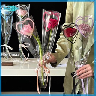 Utzn> 50 ชิ้น LOVE โปร่งใส Rose ถุงบรรจุภัณฑ์ช่อดอกไม้ถุงพลา…