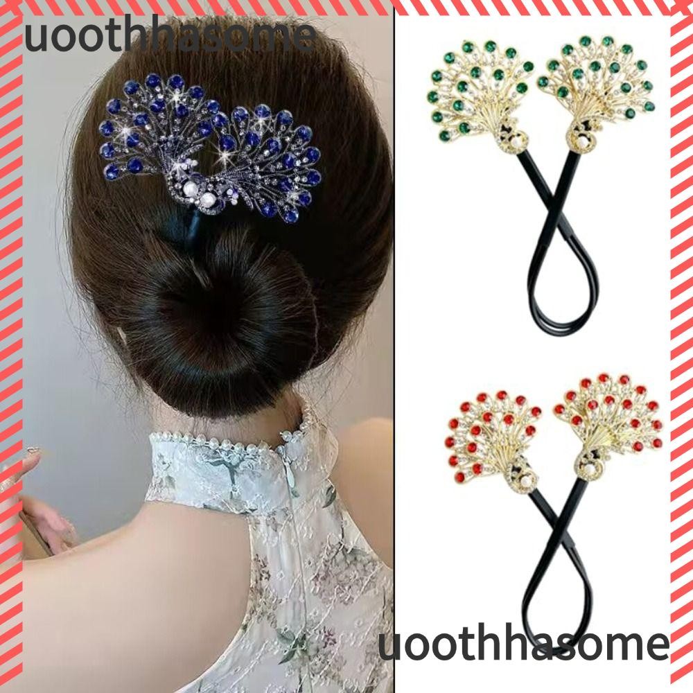 Uothhasome ทรงผม Twist, Headwear ง่าย Fast Snap ผม Bun Maker Twist, Elegant นกยูงรูปร่างม้วนผมเครื่องมือ Hairpin ผู้หญิง