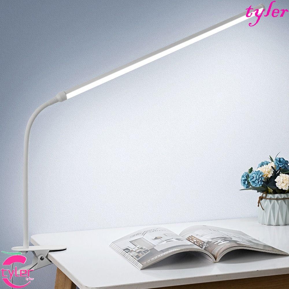 Tyler โคมไฟตั้งโต๊ะพร้อมแคลมป์, Eye-Caring ปรับความสว่างได้ LED โคมไฟตั้งโต๊ะแบบหนีบ, อุปกรณ์นักเรียนแขนยาวยืดหยุ่น 3 โหมดสีอ่านหนังสือ Study Light Tattoo
