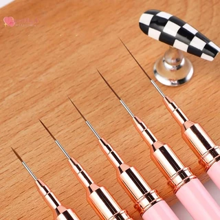 RENBG 5 ชิ้นเล็บ Liner ชุดแปรง UV เล็บเจลชุดภาษาฝรั่งเศสคํา Stripe Line ภาพวาดวาดดอกไม้ปากกาเล็บเครื่องมือ TH