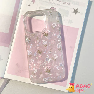 เคสไอโฟน 16 17 สำหรับ iPhone 11 15 13 16 12 14 Pro Max 16 15 14 Plus XR X XS Max โรแมนติกสดดอกไม้เล็ก ๆ