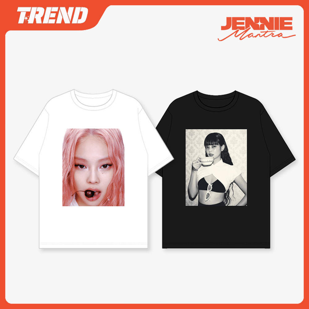 S-5xl Kpop Blackpink Jennie Merch เสื้อยืด Jennie Jisoo Rose Lisa เสื้อยืดคอกลมแขนสั้นผู้หญิงและผู้ช