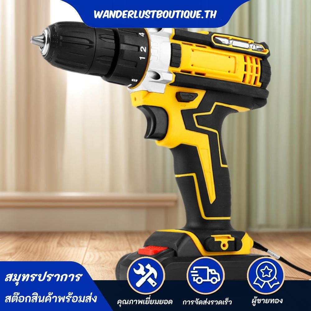 【ไม่รวมแบตเตอรี่】21v สว่านไร้สาย สำหรับแบตเตอรี่ Dewalt  3/8 "Keyless Chuck 25 + 1 แรงบิด 1350RPM 2 