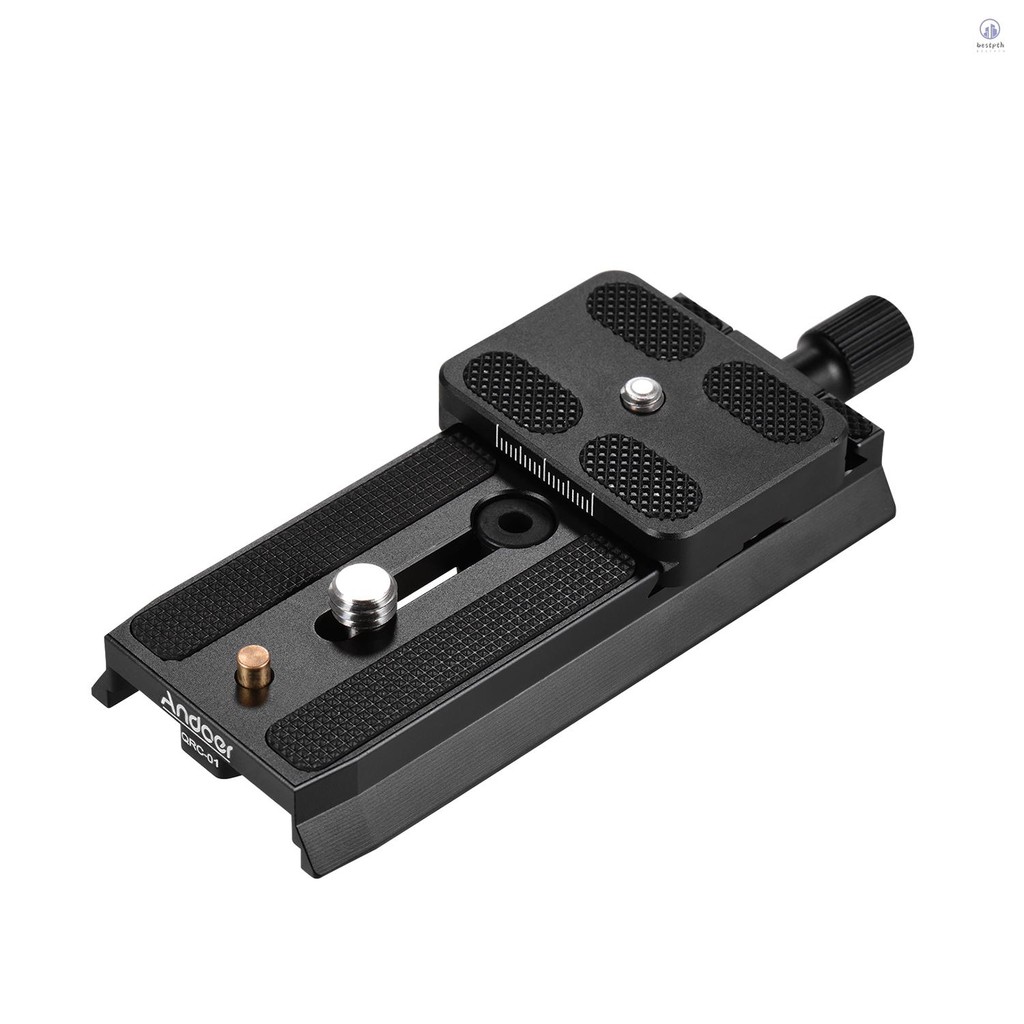 Andoer QRC-01 Quick Release Plate QR Plate อลูมิเนียม 1/4 นิ้ว & 3/8 นิ้วสกรู Compatibel พร้อม Manfr