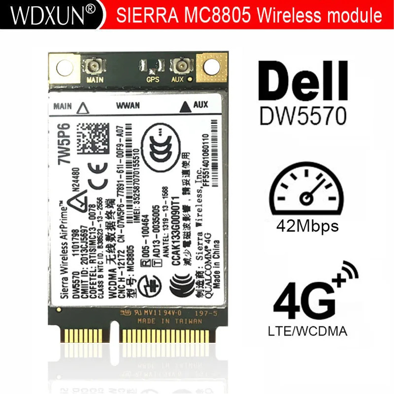 DW5570 7W5P6 Sierra MC8805 HSPA + WWAN Broadband Mobile WWAN การ์ดเครือข่าย 3G สําหรับ DELL E5440 E6