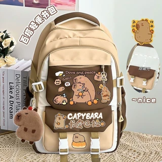 กระเป๋าเป้ Kapibala น่ารักสำหรับเด็กชายและเด็กหญิง นักเรียนระดับประถมและมัธยม กระเป๋าเป้ความจุขนาดใหญ่ กระเป๋าสะพายคู่