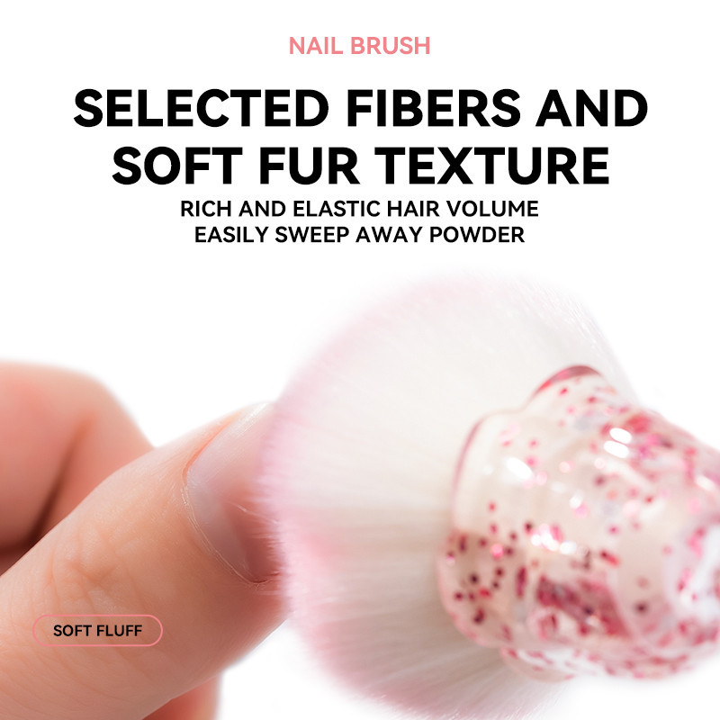 แปรงทําความสะอาดเล็บเครื่องมือทําเล็บ แปรงเลื่อม แปรงปัดฝุ่น Make Up Rose Shape สีชมพูสีเขียว - รูปที่ 3