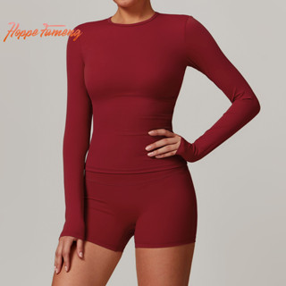 Hope Fumeng เสื้อกีฬาออกกําลังกายแขนยาวผู้หญิงพร้อมกางเกงขาส…