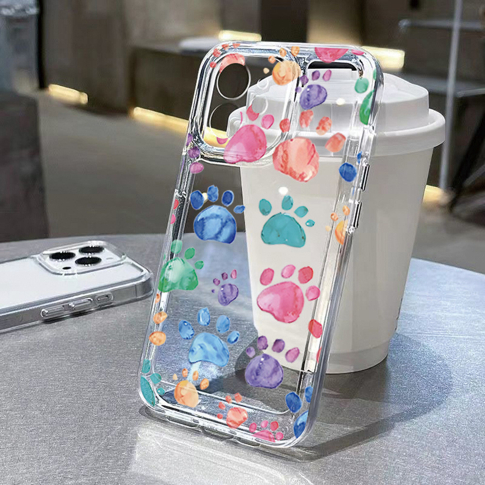 Foot Prints กรณีที่ชัดเจน for Samsung A55 5G A53 A54 A52 S23 Plus S24 Ultra S22 S21 S20 FE A51 A34 A35 A13 A22 A31 A32