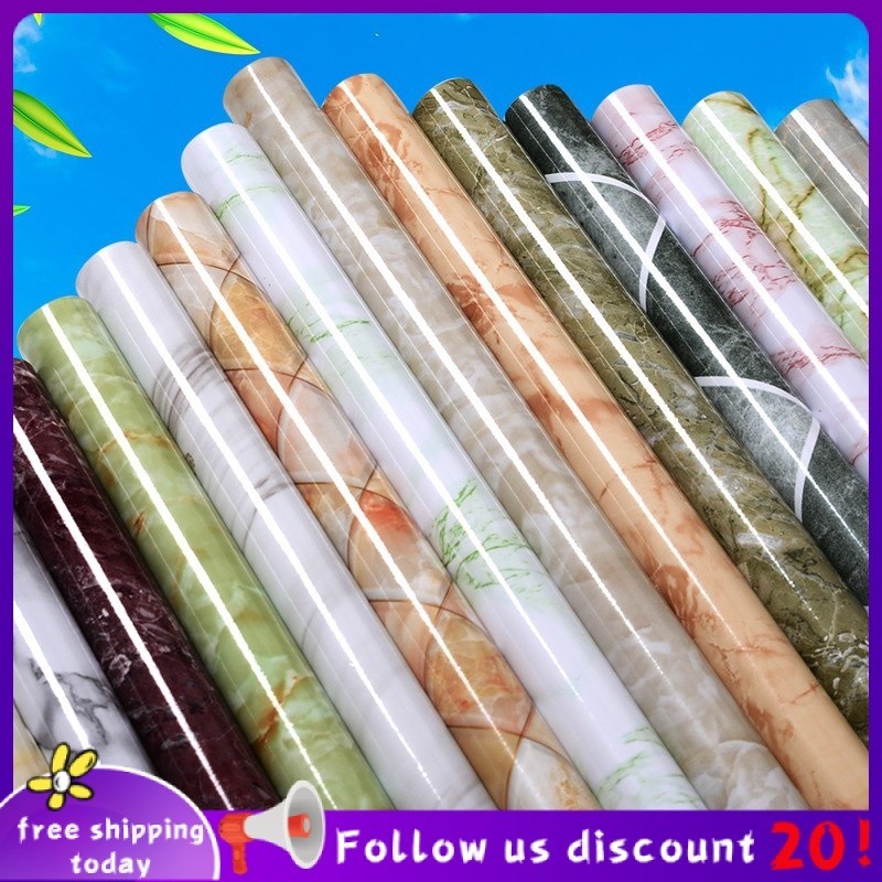 Se7ven✨Marbled wallpaper thick wall stickers waterproof oil-proof wallpaper self-adhesive kitchen wa