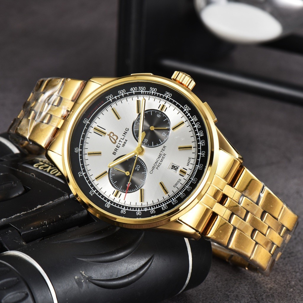 Breitling Centennial Spirit Three Eyes Six Hands นาฬิกาข้อมือ สายสแตนเลส สําหรับผู้ชาย Rui Watch 3