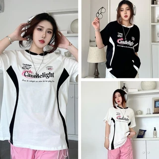 cherryshop พร้อมส่งกาง เสื้อยืดผู้หญิง เสื้อโอเวอร์ไซส์ OVERSIZE เสื้อยืดสไตล์กีฬาอเมริกันที่มีดี