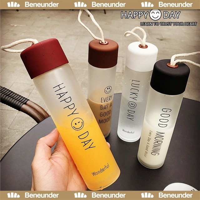 YTL ขวดแก้วใส่น้ำดื่มพกพา กระบอกใส่น้ำ 400 ml มีสายคล้องมือ พกพาสะดวก สุขภาพดี Portable glass
