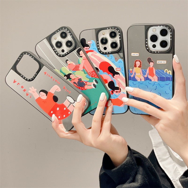 【สาวเอวต่ํา】CASETiFY เคสโทรศัพท์มือถือแบบนิ่ม กันกระแทก พร้อมกระจก สําหรับ iPhone 15 Pro Max 14 Plus 11 12 13 Pro Max