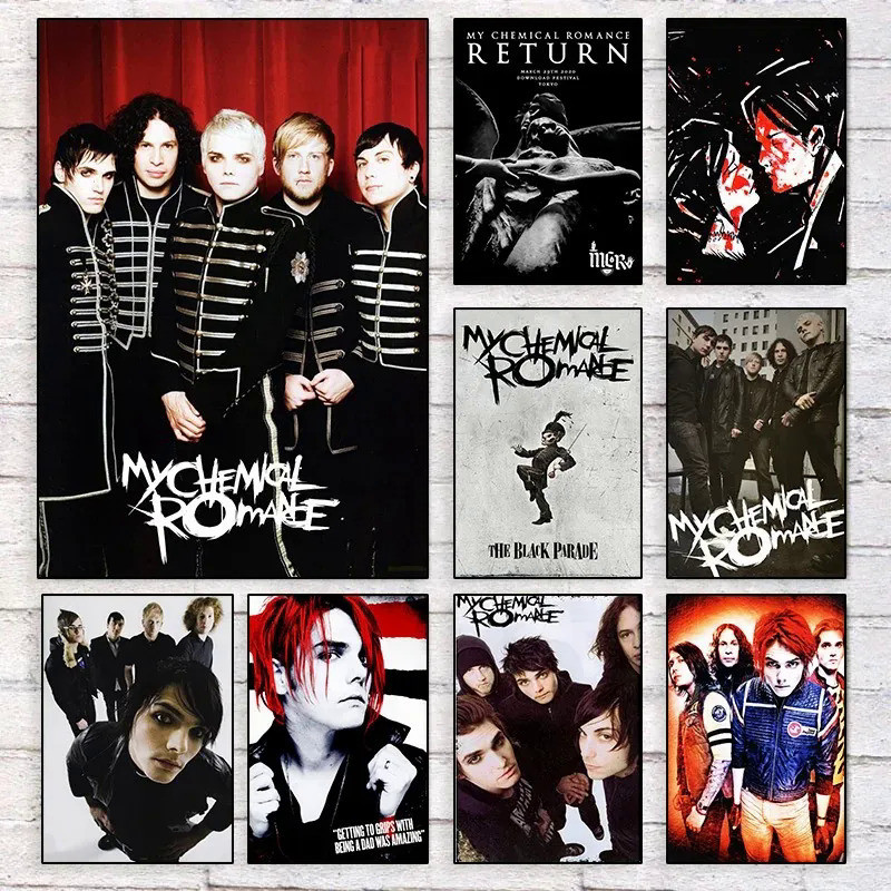 โปสเตอร์ผ้าใบ ลายวงร็อค My Chemical Romance MCR สไตล์โมเดิร์น สําหรับตกแต่งผนังบ้าน ห้องนอน ออฟฟิศ MV3H