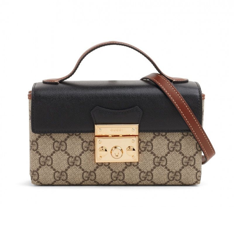 Gucci/padlock/gg Supreme/Gold buckle/Cross bag/Handbag ของแท้ 100% SM2J