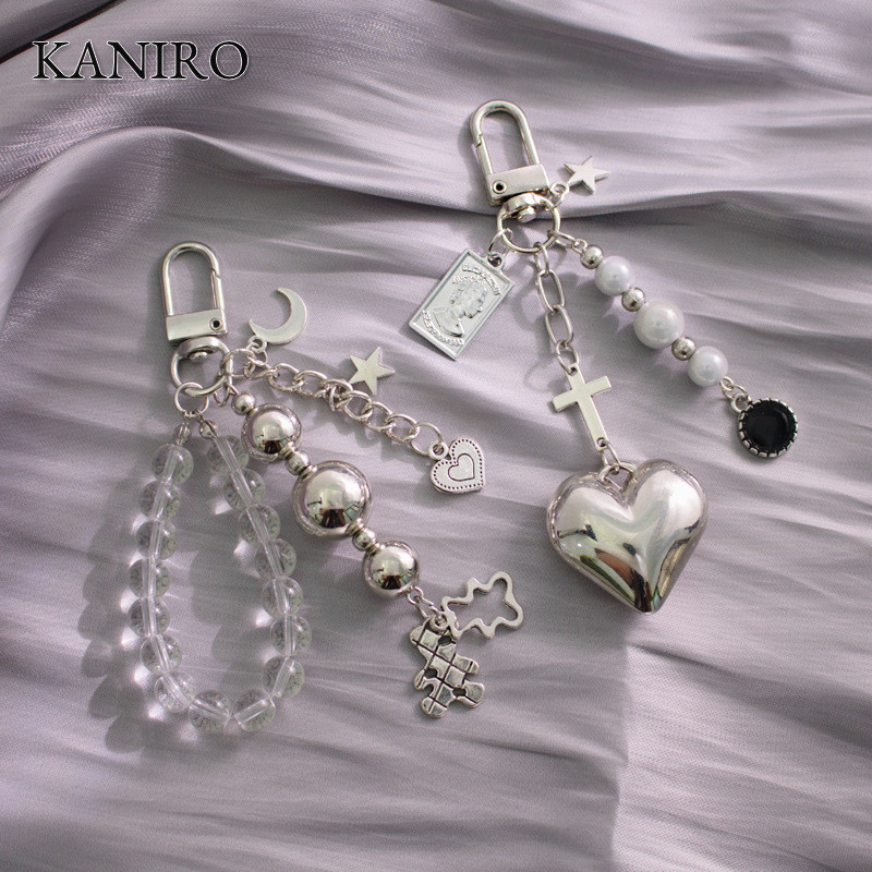 Kaniro จี้ลูกปัดโลหะ รูปหมี สีดํา และสีขาว สําหรับตกแต่งกระเป๋าถือ พวงกุญแจรถยนต์