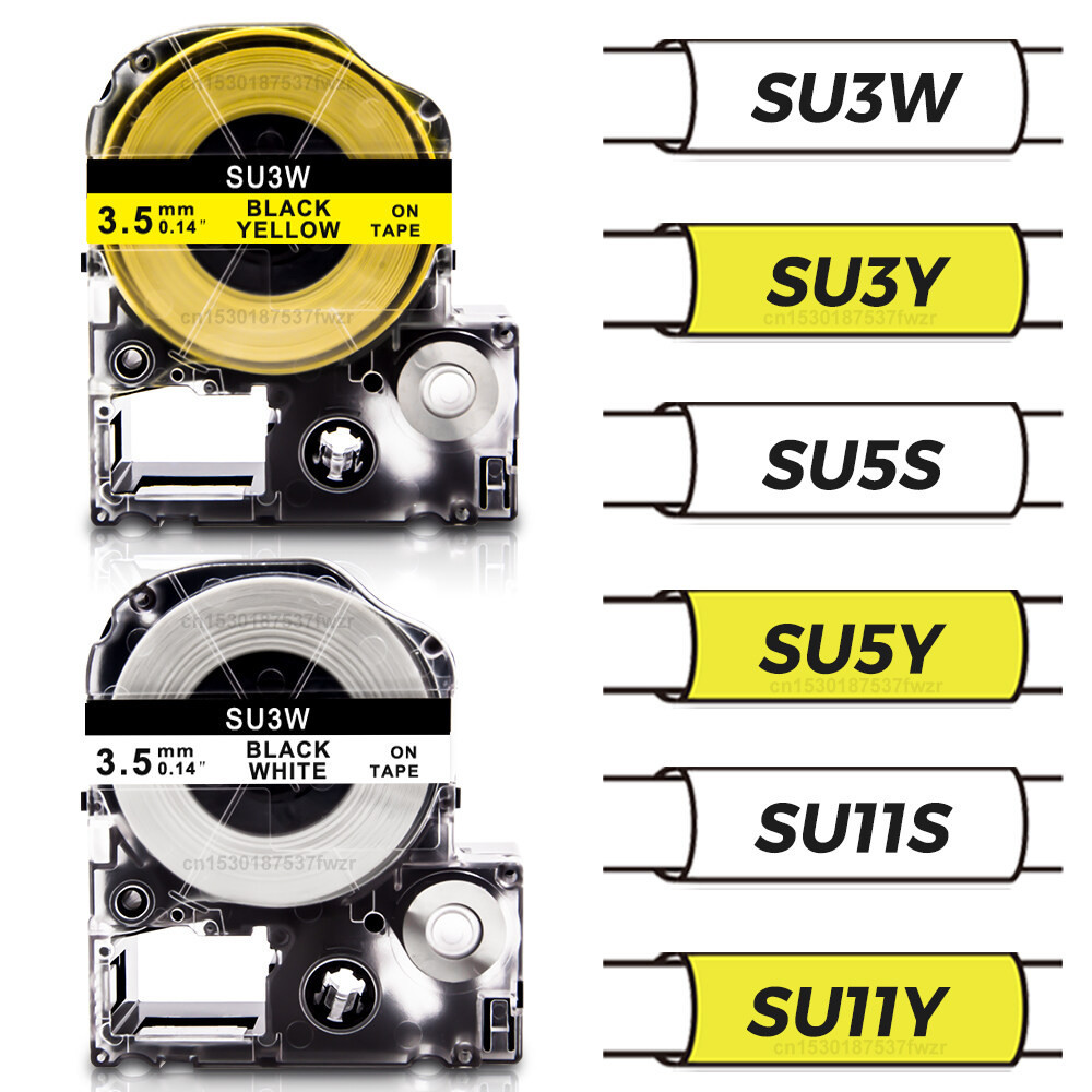 1PK ใช้งานร่วมกับ Epson ความร้อนหดหลอดป้าย SU5S SU5Y SU3W SU3Y SU11S SU11Y 3.5/5/11 มม.ป้ายเทปสําหรับ Epson LW-300 LW-400 เครื่องพิมพ์ฉลาก