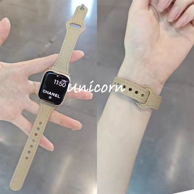 Slim หนังสาวสายสําหรับ Apple Watch Band 40 มม.41 มม.45 มม.8 7 SE 6 5 4 3 44 มม.Ultra/2 ผู ้ หญิงสร ้ อยข ้ อมือ Loop สําหรับ i Watch series 42 มม.Ultra 49 มม .
