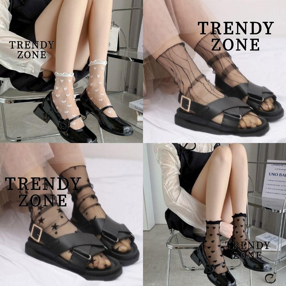 Trendyzone ผู ้ หญิงถุงเท ้ าลูกไม ้ , Retro โปร ่ งใสถุงเท ้ าบาง , หวานฤดูร ้ อน Breathable Fishnet ถุงเท ้ าสุภาพสตรี