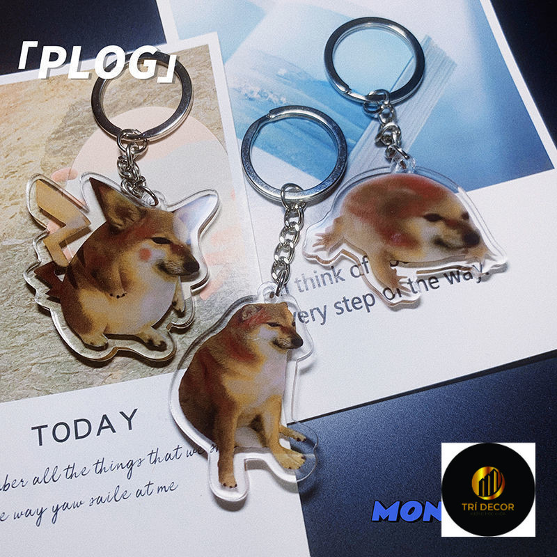 TRI Yellow dog meme พวงกุญแจ pikachu dog frog inanimate dog กระเป๋าเป้สะพายหลัง อุปกรณ์ตกแต่งกระเป๋า