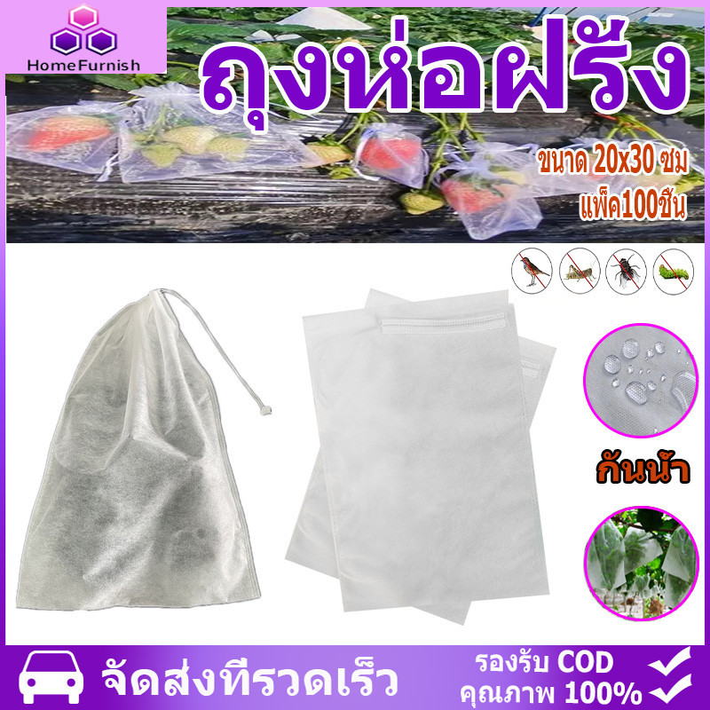 ✨จุดสินค้า✨ ถุงห่อฝรั่ง ถุงห่อผลไม้ 50ชิ้น ขนาด 20x30 ซม ห่อฝรั่ง น้อยหน่า ชมพู่ มะม่วง ป้องกันแมลง ถุงผ้าสปันบอนด์ ใช