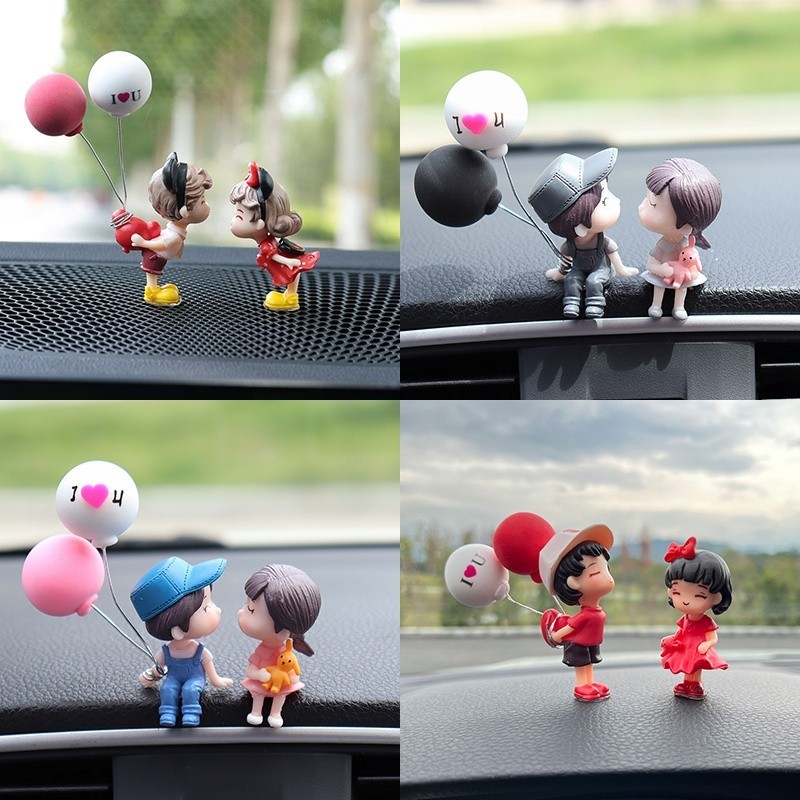 น่ารักจูบคู่ตุ๊กตาอุปกรณ์ตกแต่งรถยนต์การ์ตูนน่ารักคู่การกระทําตุ๊กตาบอลลูนตกแต่งภายในรถแดชบอร์ดสาวของขวัญ