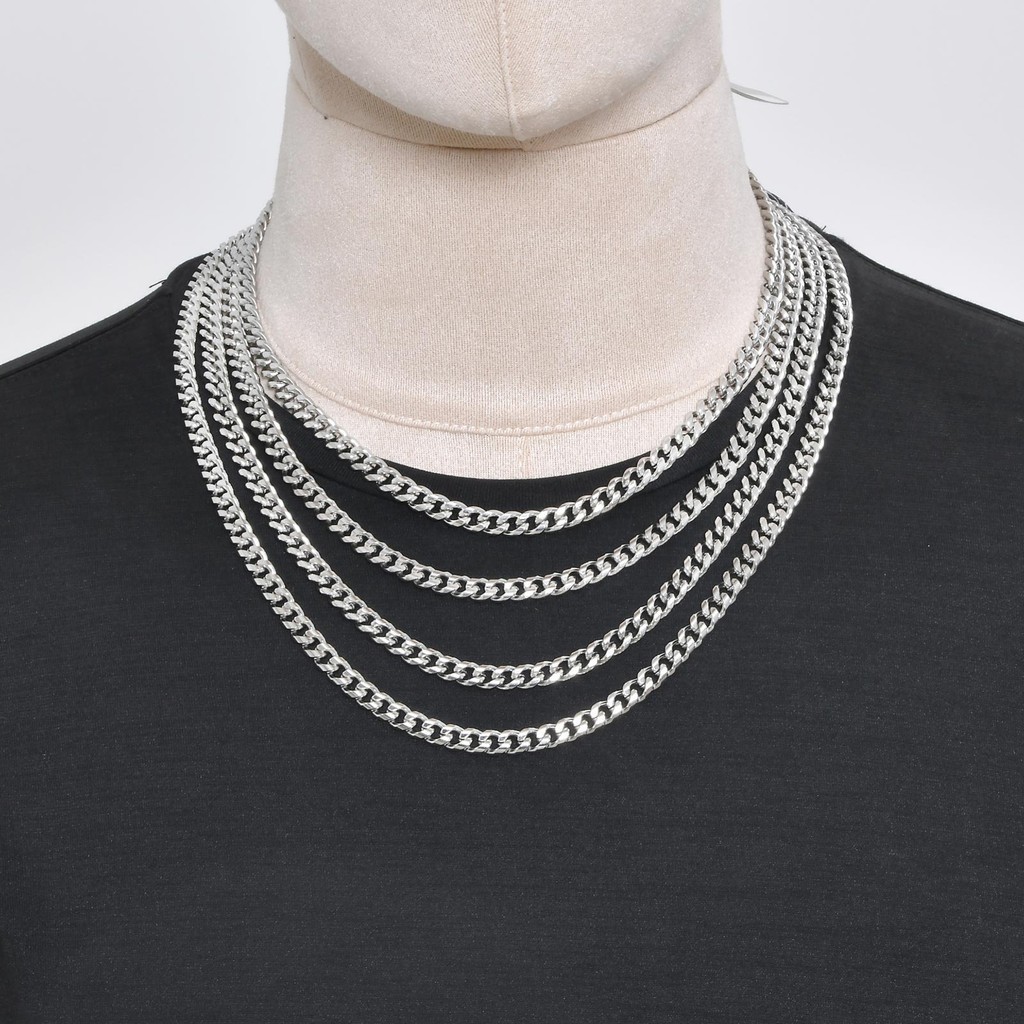 Vnox Men Chunky Miami สร้อยคอโซ่คิวบา, กว้าง 5/6/8 มม., ความยาว 18/20/22/24 นิ้ว, สแตนเลส Link Chain สําหรับชายของขวัญ