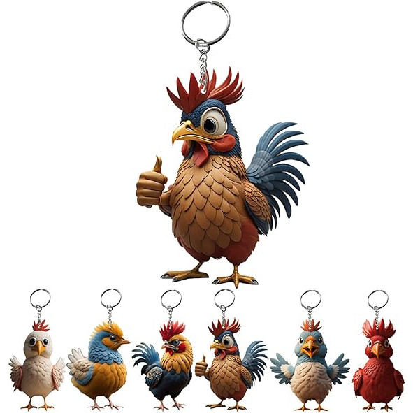 Creative อะคริลิค Rooster พวงกุญแจ Cool สัตว์ Key แหวนไก่ตลกรถ Key สําหรับหญิงสาวกระเป๋าเป้สะพายหลังกระเป๋านักเรียนเครื่องประดับของขวัญ