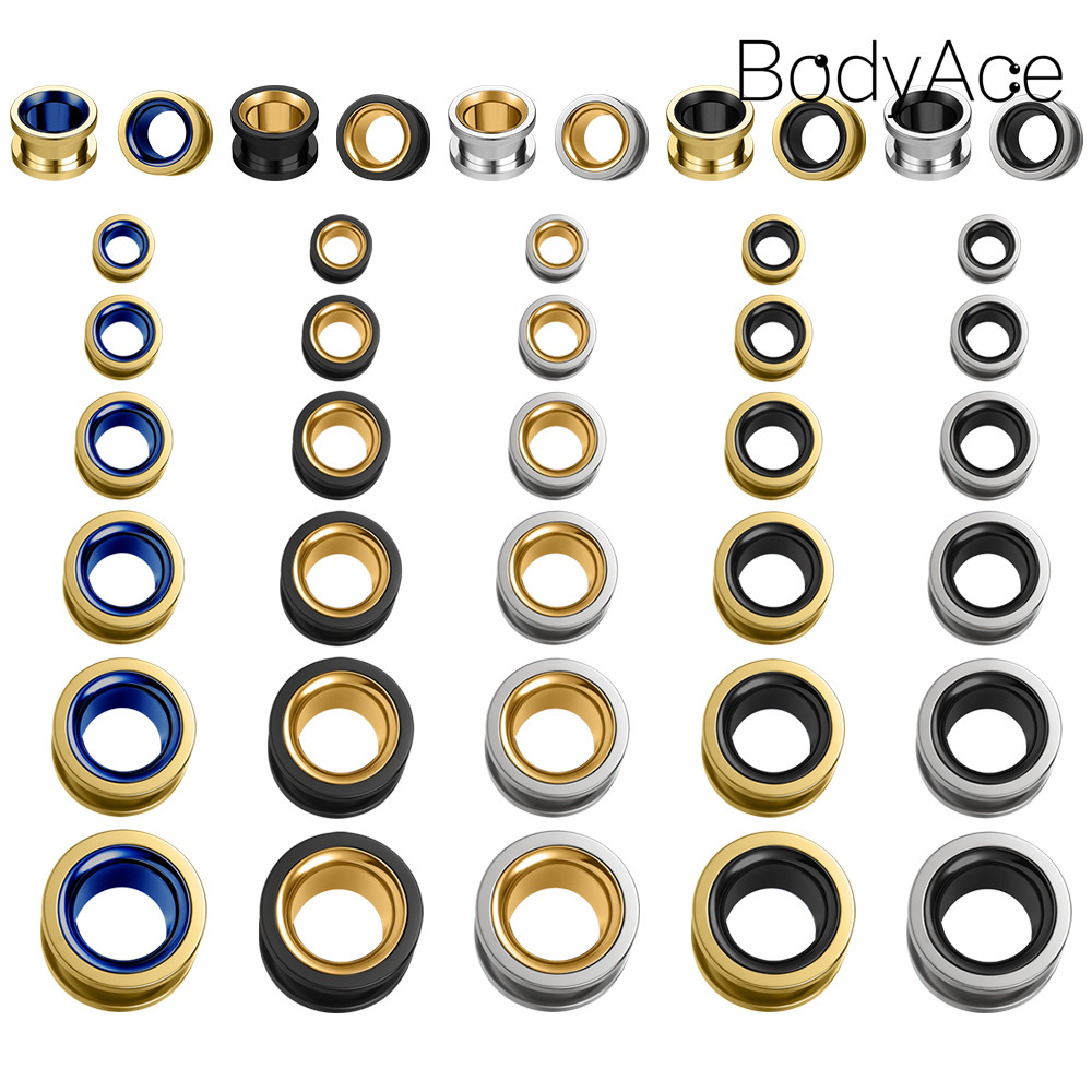 Bodyace ยอดนิยมหู Gauge ขนาดใหญ่เนื้อ Stretcher 1 PC สแตนเลสสตีลหู Expander Double Ear Plug และอุโมงค์เครื่องประดับ